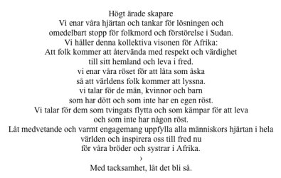 Darfur Prayer in Swedish